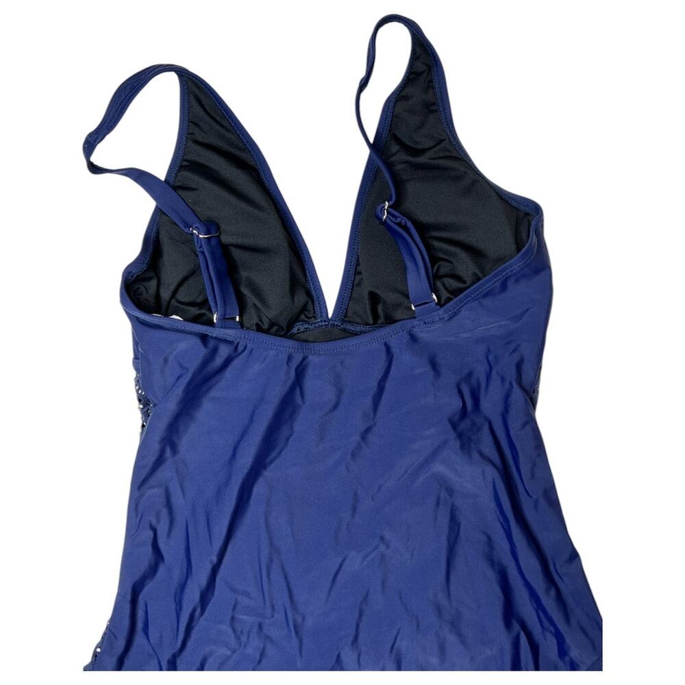 Cupshe Ruched Tummy Control Lace One Piece Swimsuit Navy Size M - Picture 6 of 7